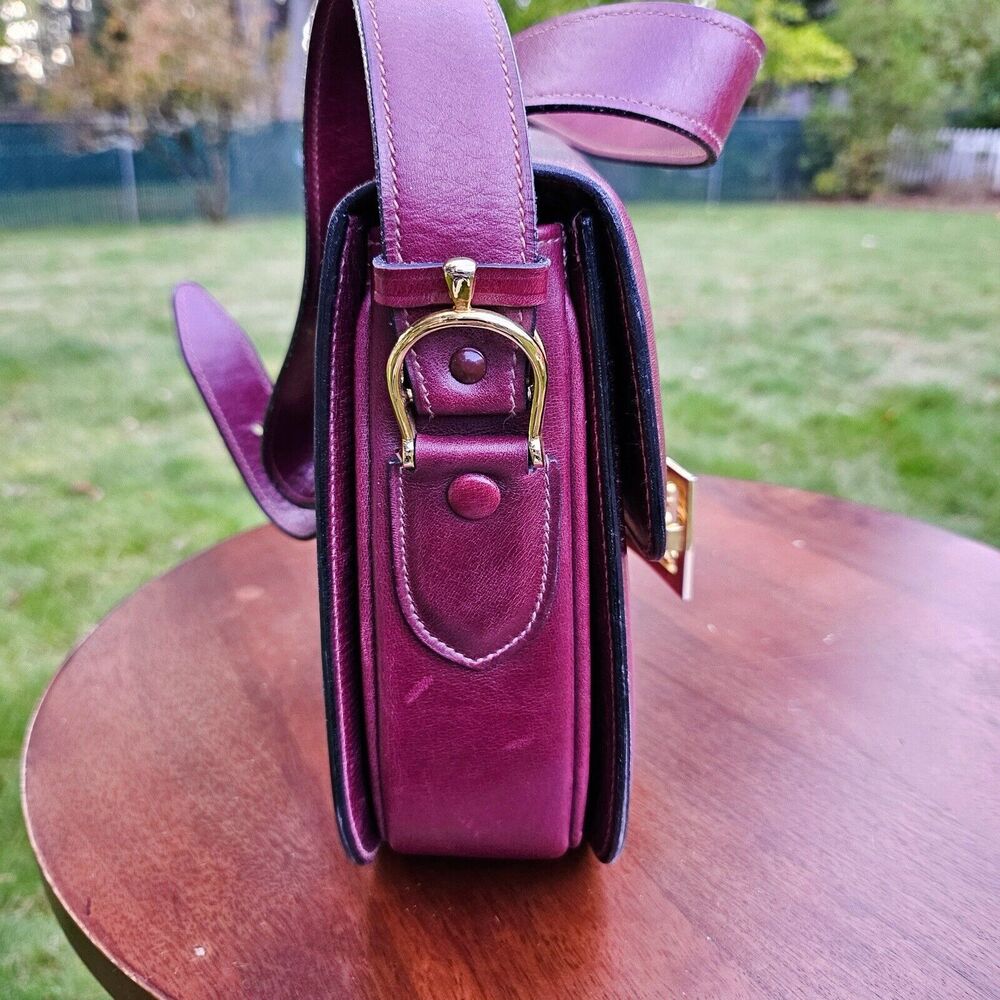 Vintage CELINE Horse Carriage Burgundy Italy Leather Shoulder Bag w Wallet - Picture 8 of 16